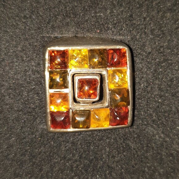 BOLD Baltic AMBER 925 Sterling Silver Cocktail Ring - Picture 3 of 11